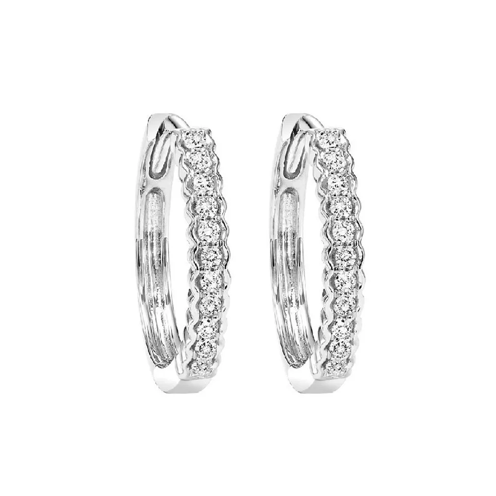 Silver (SLV 995) Cubic Zirconia Hoop Earring -  1/7 ctw