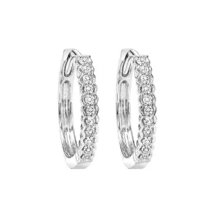 Silver (SLV 995) Cubic Zirconia Hoop Earring -  1/7 ctw