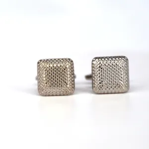 Silver Square Cufflinks with Fine Details
