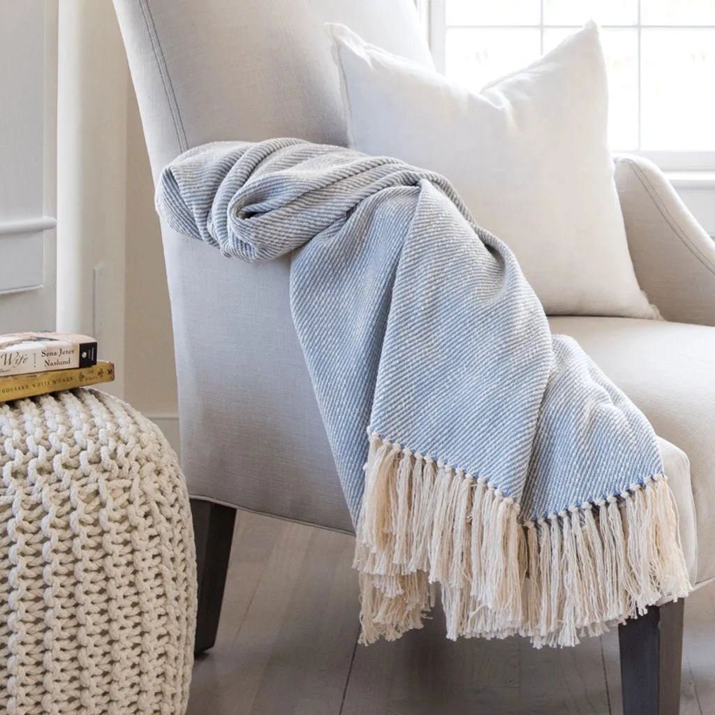 Sky Blue Handwoven Cotton Throw