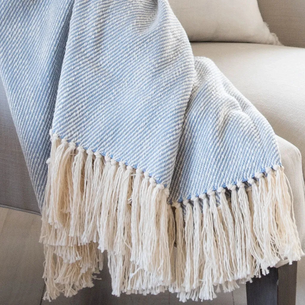 Sky Blue Handwoven Cotton Throw