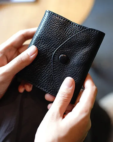 Slim Womens Dark Brown Leather Billfold Wallet Small Wallet with Coin Pocket Envelope Wallet for Ladies