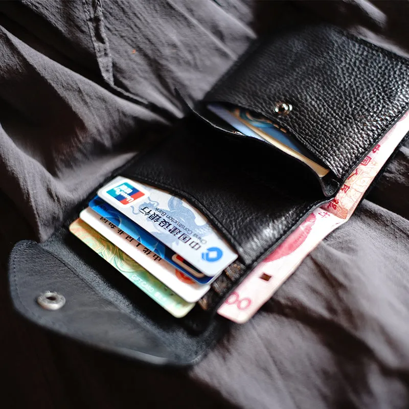 Slim Womens Dark Brown Leather Billfold Wallet Small Wallet with Coin Pocket Envelope Wallet for Ladies