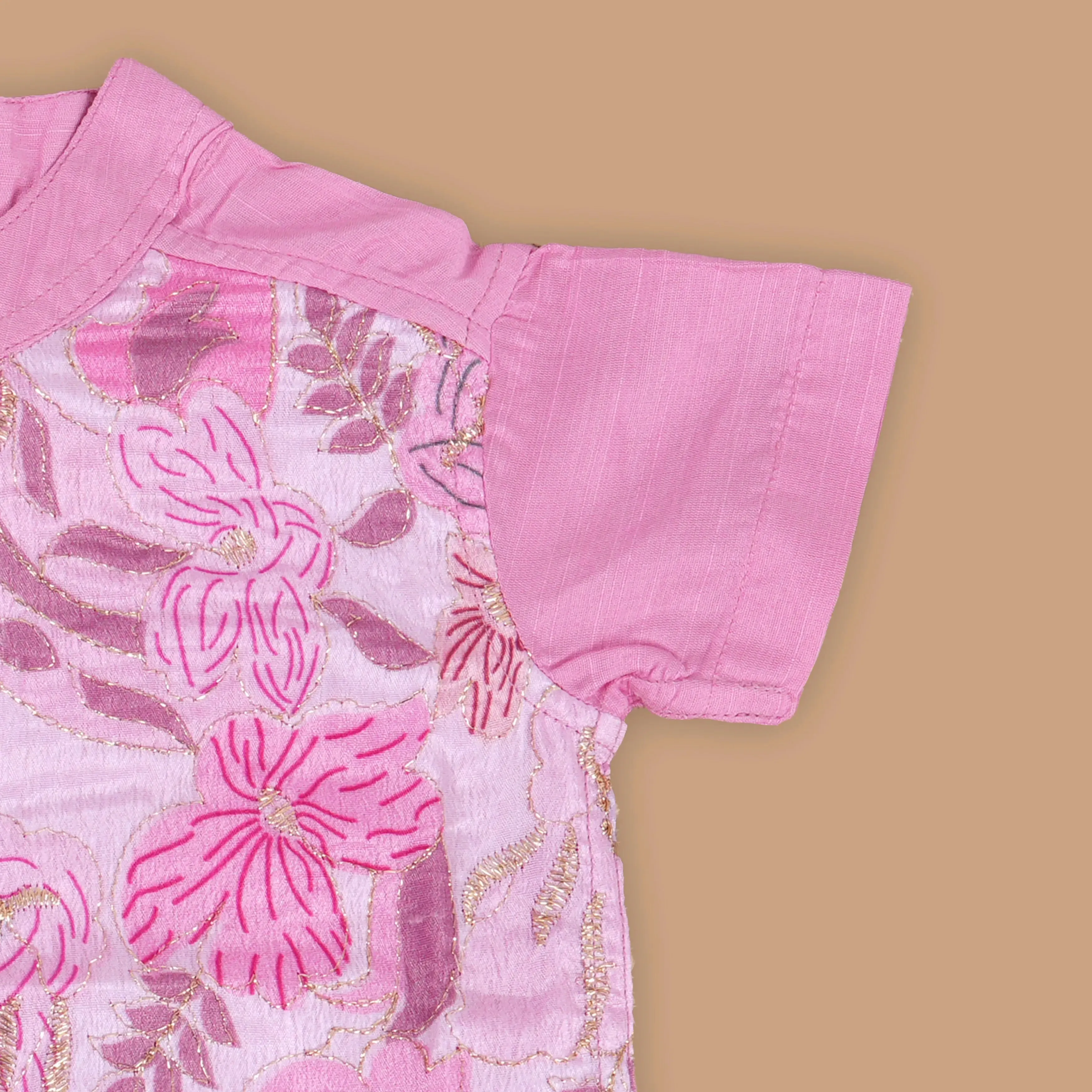 Soft Pink Shirt – Embroidered Floral Details