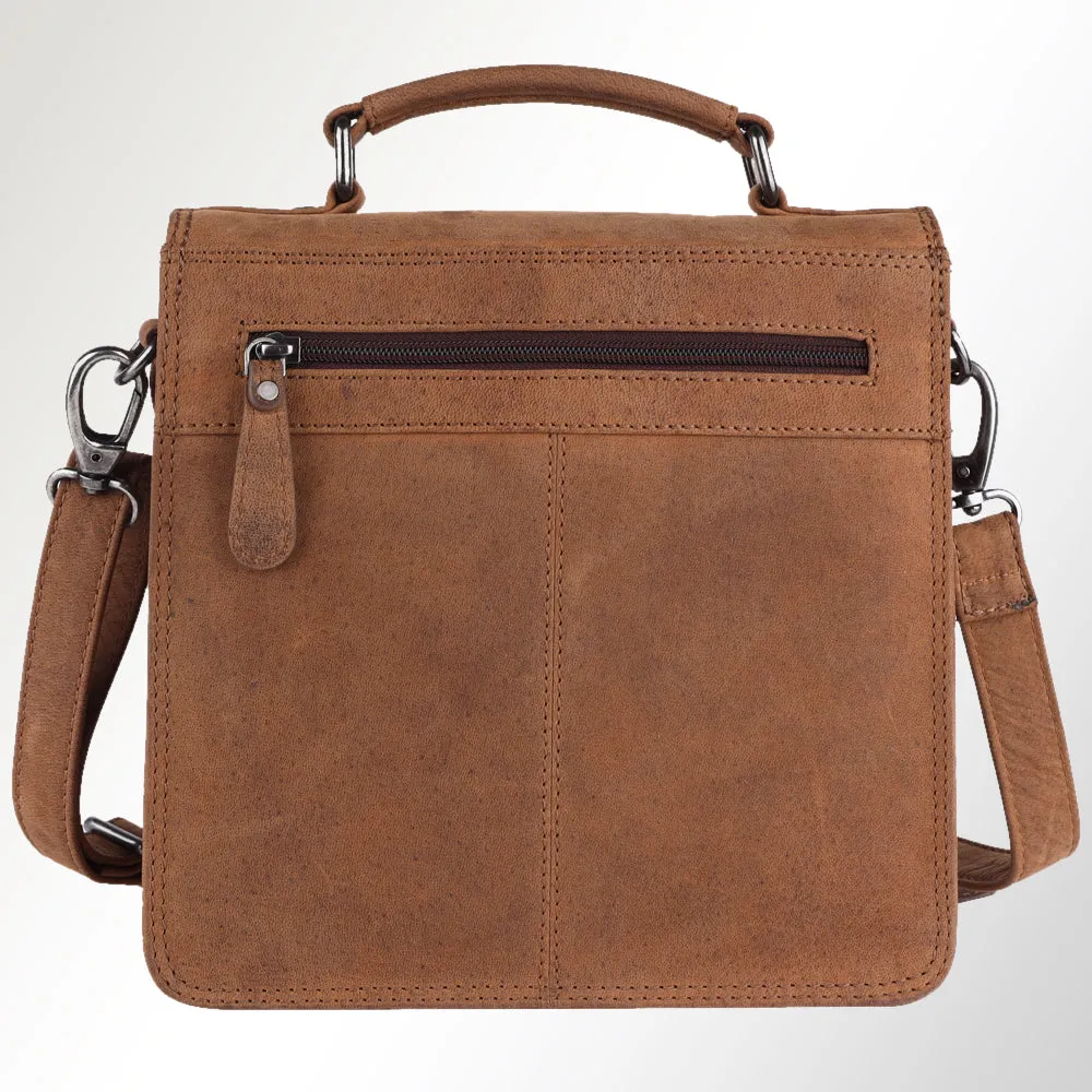 Spaghetti Western Swc423Brn Briefcase Vintage Handmade Drum Dyed Genuine European Cowhide Leather Women Bag Western Handbag Purse