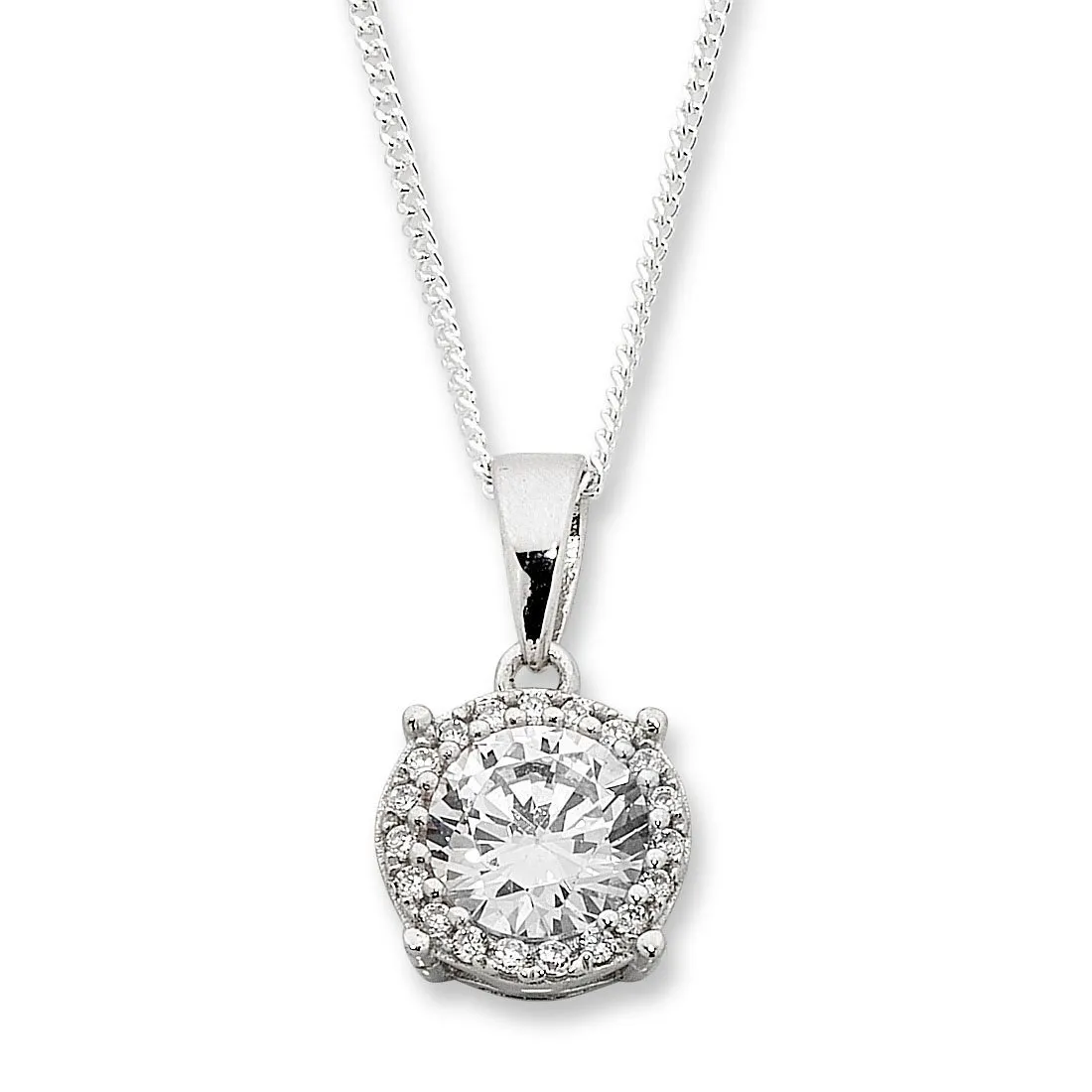 Sterling Silver Cubic Zirconia Necklace & Earring Set