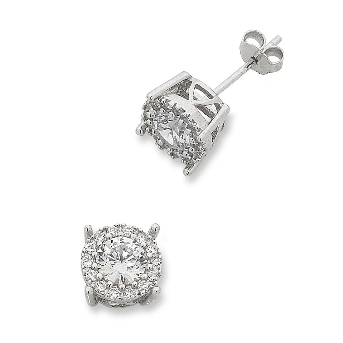 Sterling Silver Cubic Zirconia Necklace & Earring Set