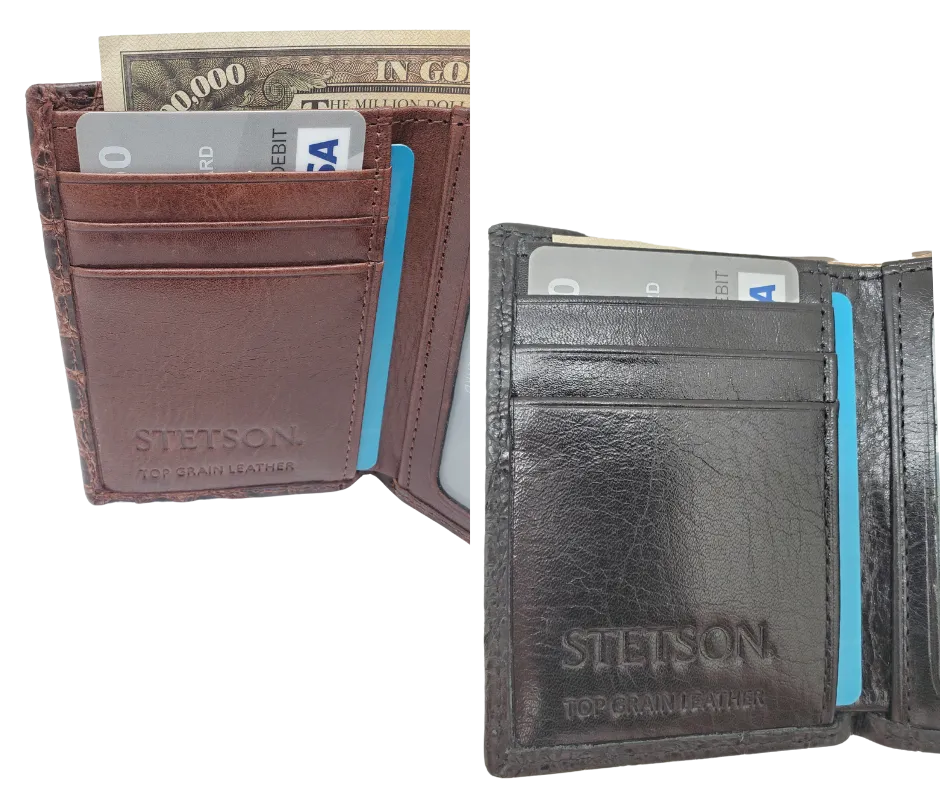 Stetson Croc Print Tri-Fold Wallet