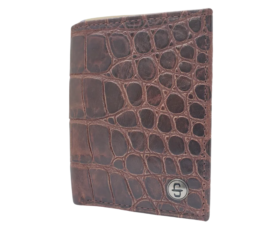 Stetson Croc Print Tri-Fold Wallet