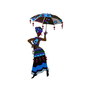 Sticker Hub Wall Sticker for Living Room -Bedroom - Office - Home Decor | Tribal Lady with Decorative Umbrella Wall Stickers (97Cm X 53Cm) BS860