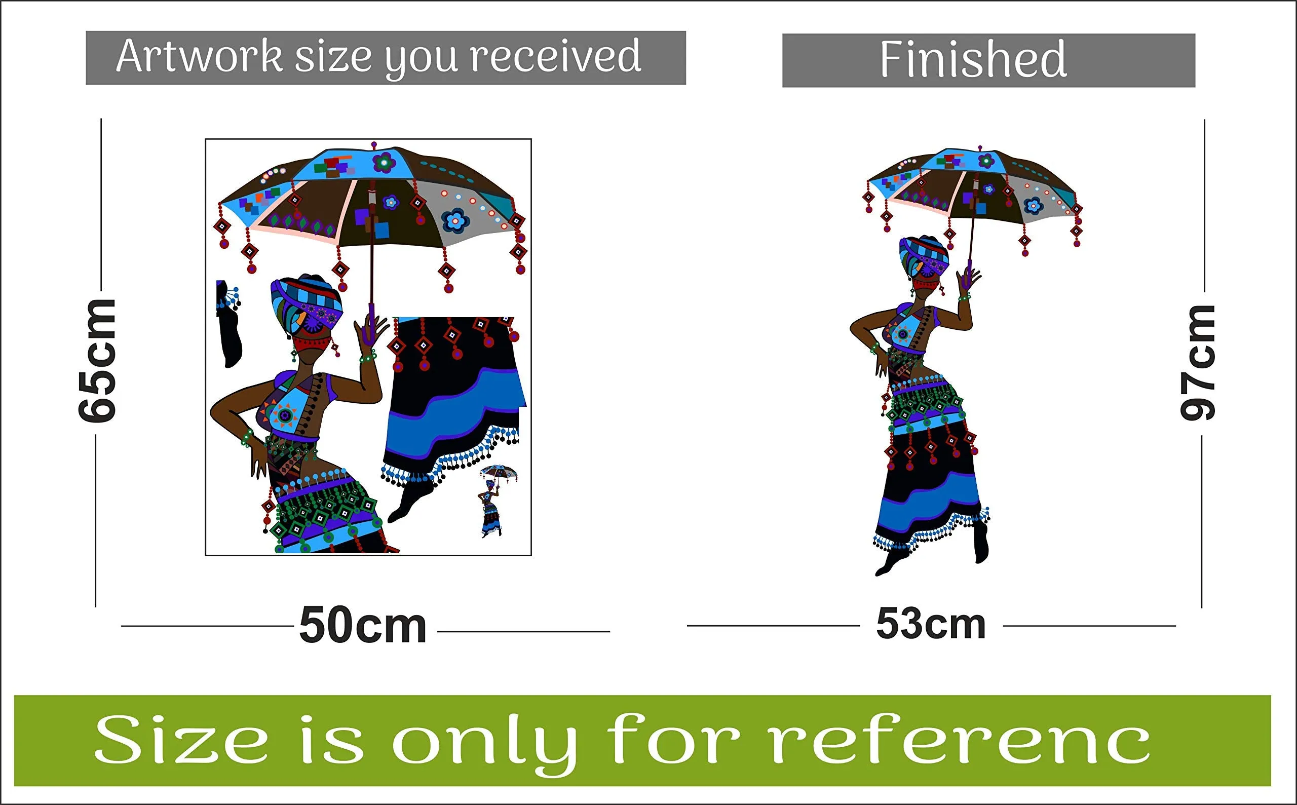 Sticker Hub Wall Sticker for Living Room -Bedroom - Office - Home Decor | Tribal Lady with Decorative Umbrella Wall Stickers (97Cm X 53Cm) BS860