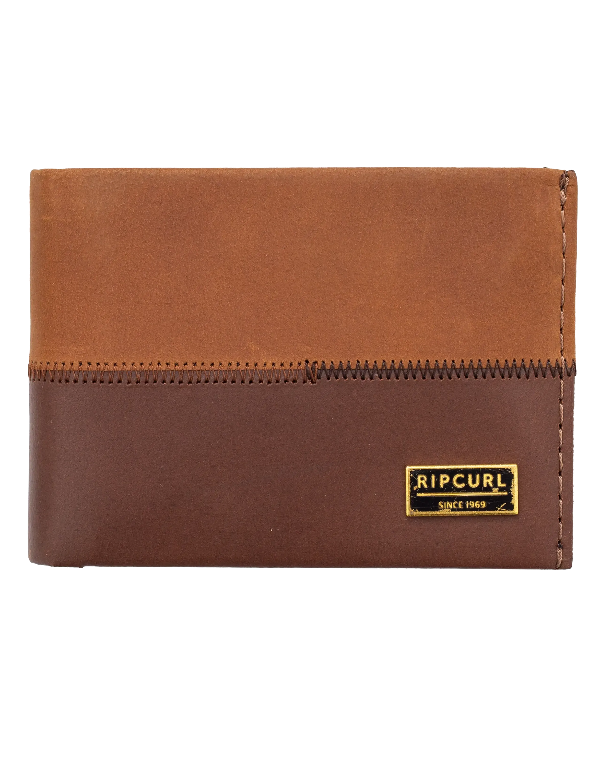 Stitched All Day Leather Wallet in Tan & Brown