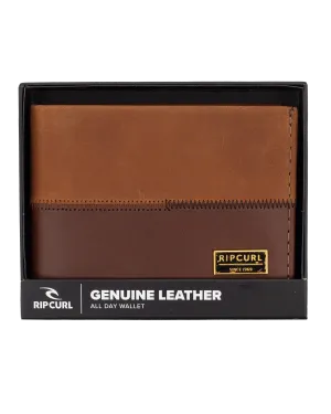 Stitched All Day Leather Wallet in Tan & Brown