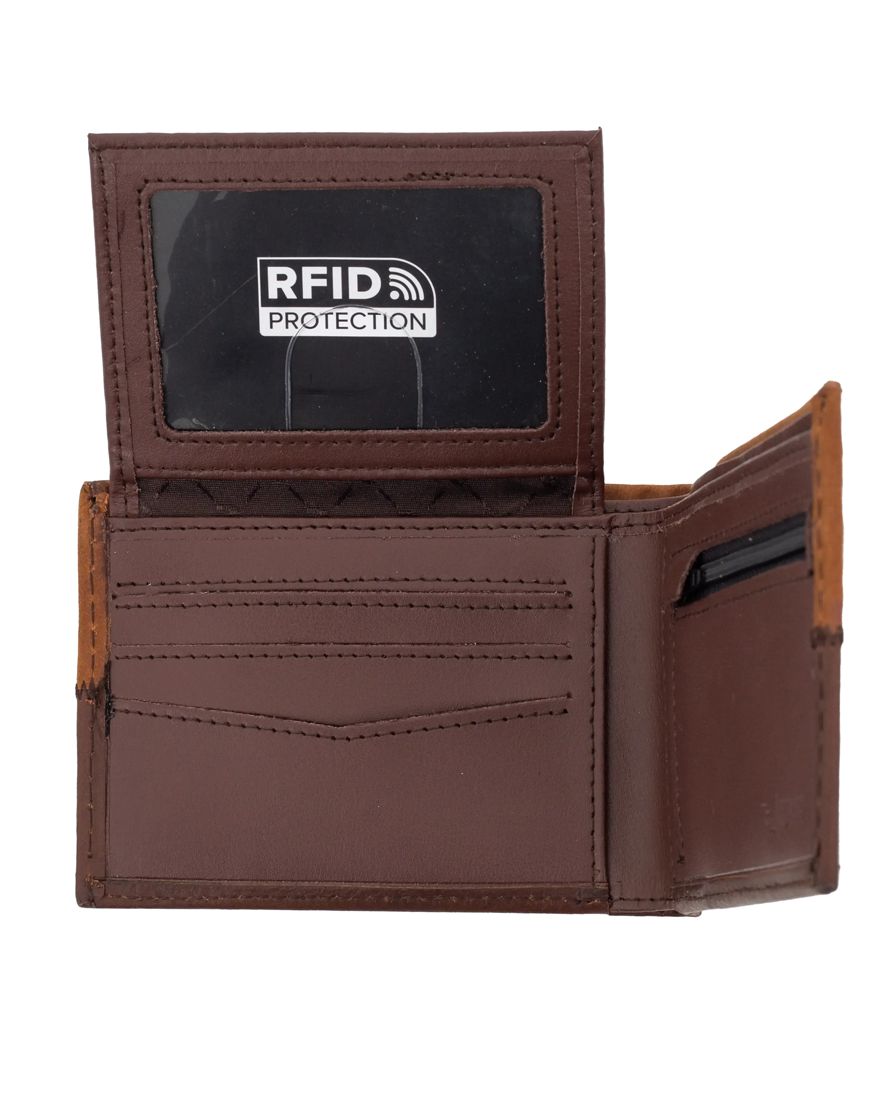 Stitched All Day Leather Wallet in Tan & Brown