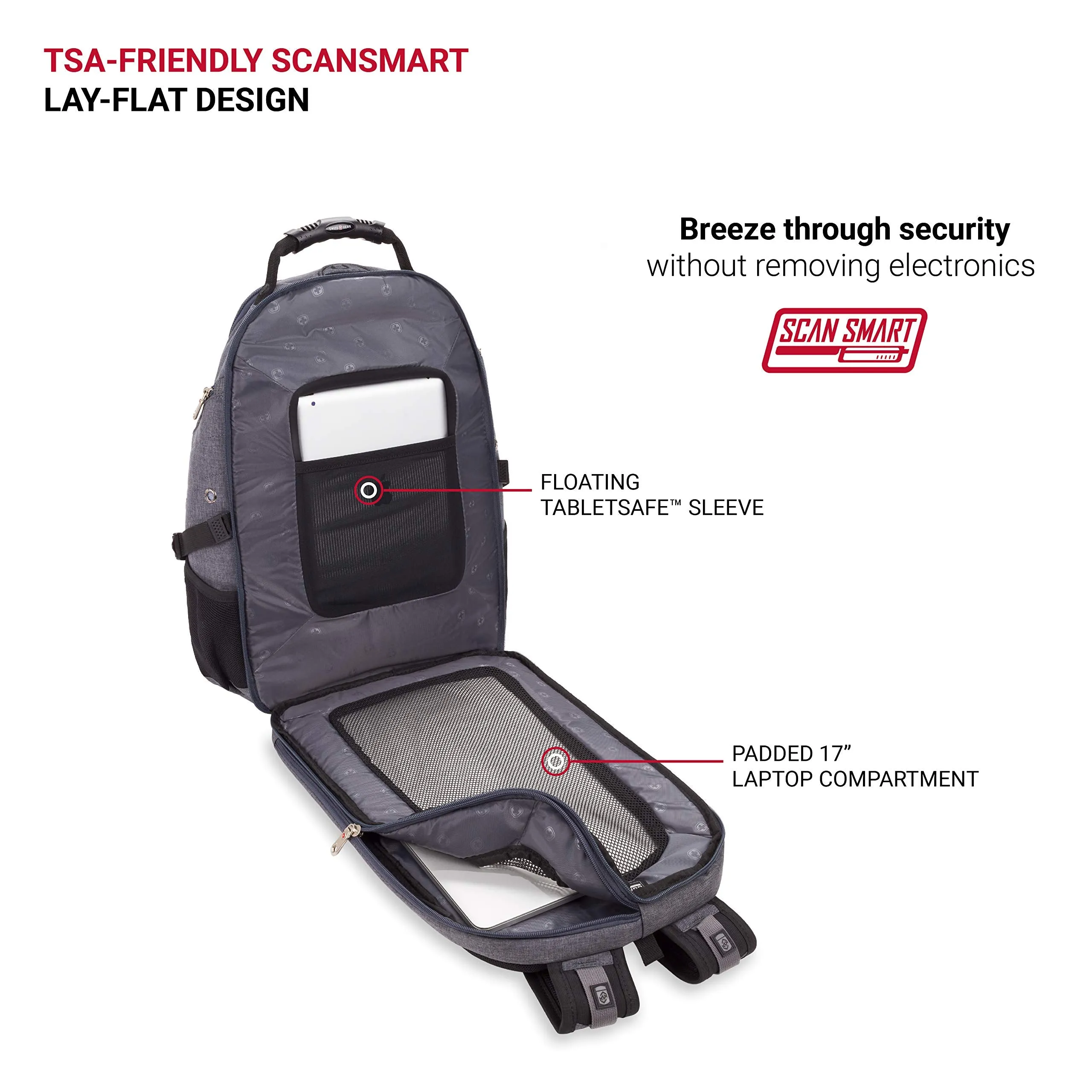 SwissGear 1900 Scansmart TSA Laptop Backpack - Grey Heather