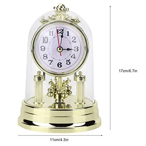 Table Clock, European Retro Style Lightweight Desktop Clock, Environmentally Friendly Hotel for Home Office Mall(Gold, Blue)