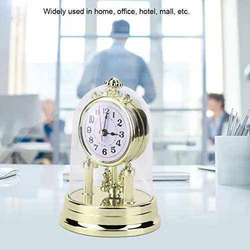 Table Clock, European Retro Style Lightweight Desktop Clock, Environmentally Friendly Hotel for Home Office Mall(Gold, Blue)