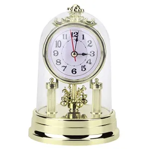 Table Clock, European Retro Style Lightweight Desktop Clock, Environmentally Friendly Hotel for Home Office Mall(Gold, Blue)