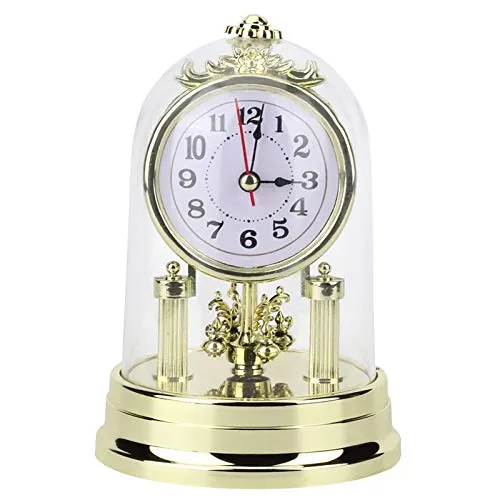 Table Clock, European Retro Style Lightweight Desktop Clock, Environmentally Friendly Hotel for Home Office Mall(Gold, Blue)