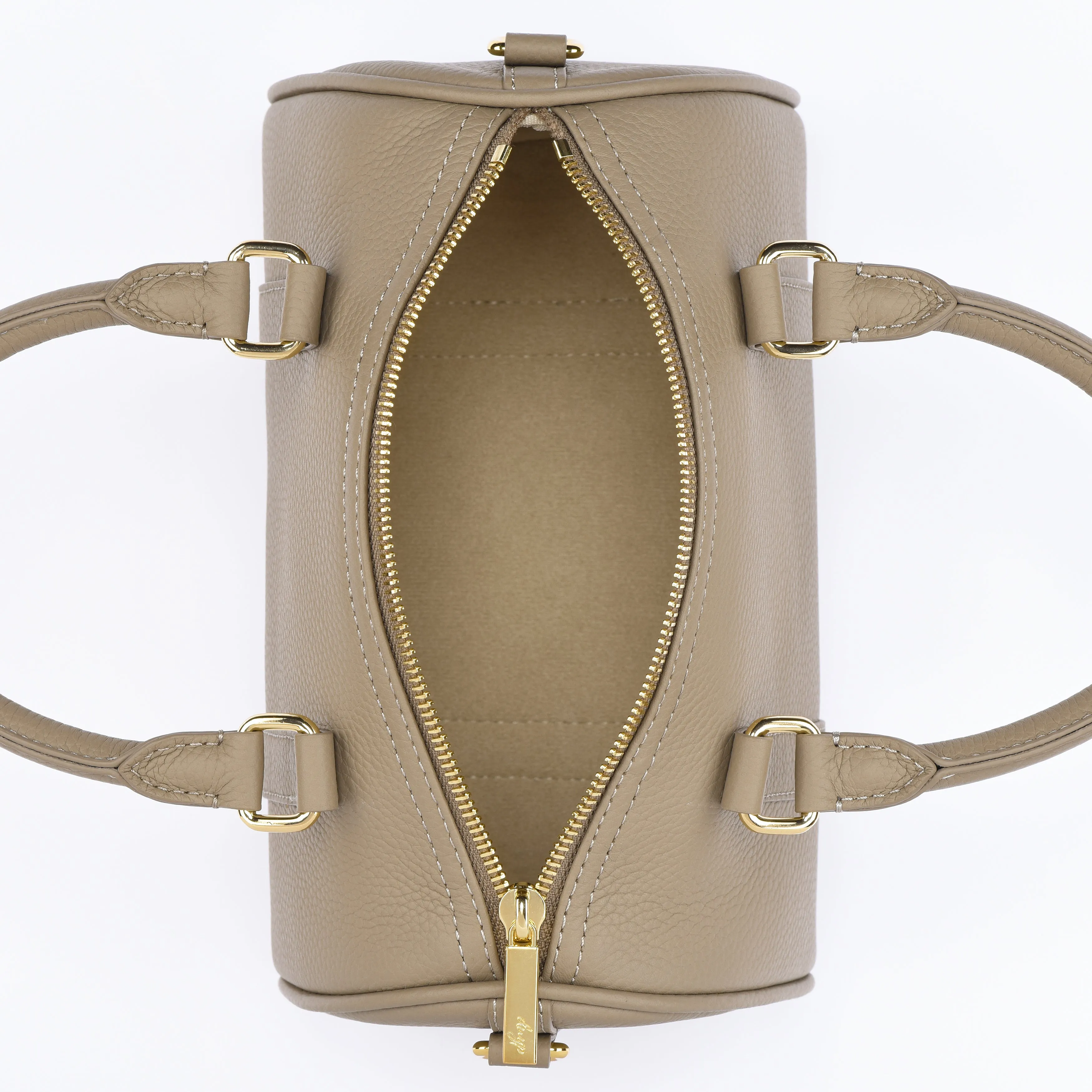 Taupe Grained leather  - Mini Boston bag