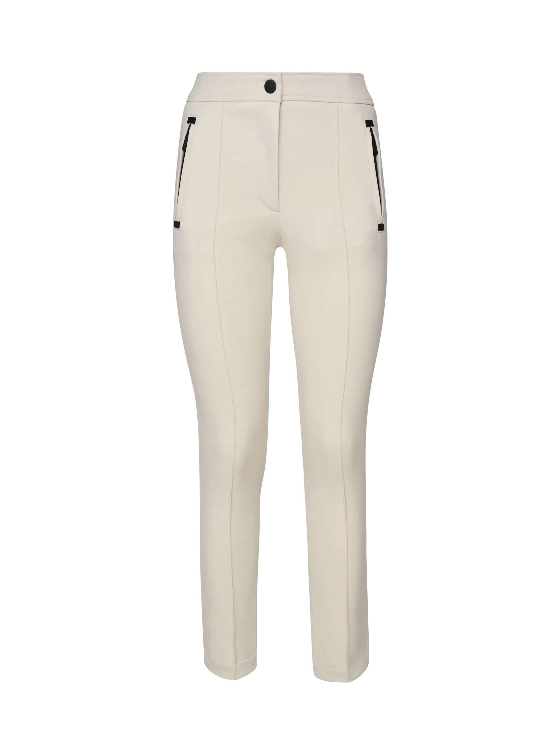 Technical Cream Trousers with Contrast Details
