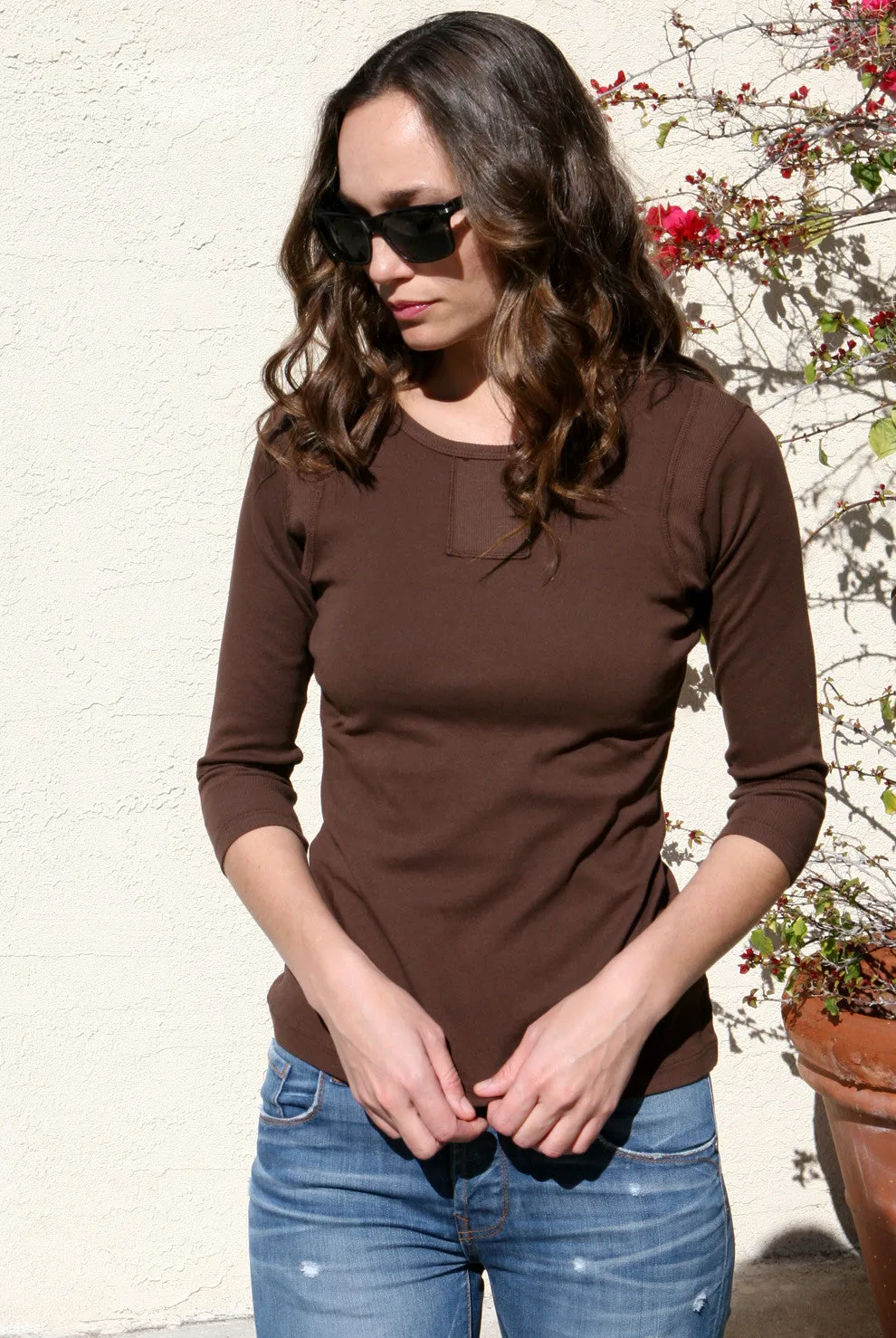 Textured Details Solid Top - Coffee