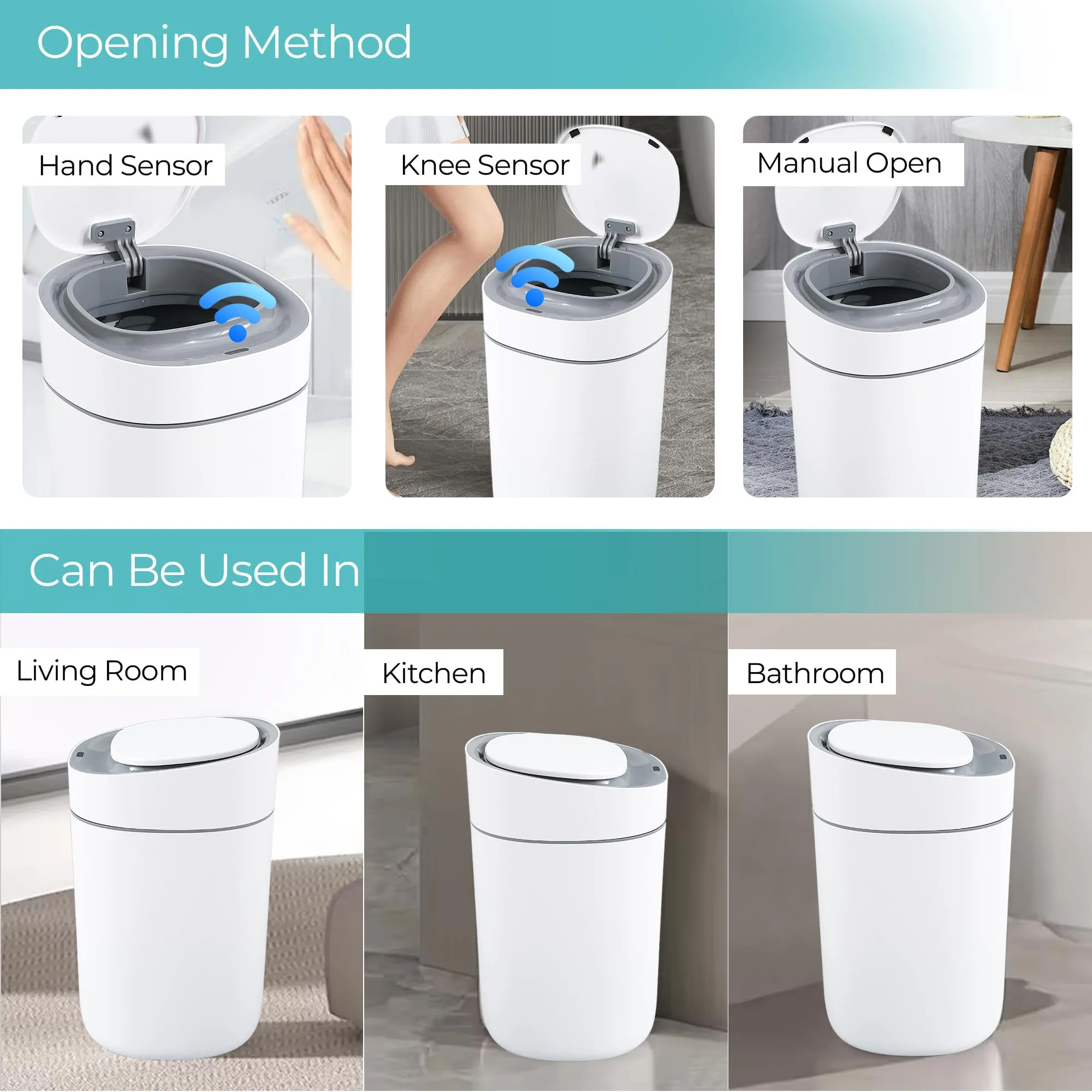 The Better Home 15L Automatic Smart Sensor Dustbin With Lid | Small Dustbin For Kitchen | Plastic Dustbin For Bathroom | Dustbin For Bedroom & Office | Waterproof | White