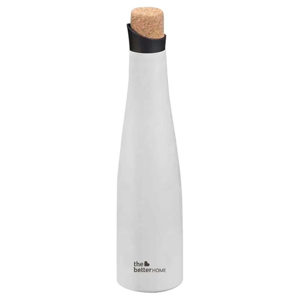 The Better Home Insulated Thermosteel Bottle with Cork Cap 500ml | 18h of Insulation | Hot and Cold Water Bottle for Kids School Office Gym | Anti Rust | Leak Proof | BPA Free | White Colour