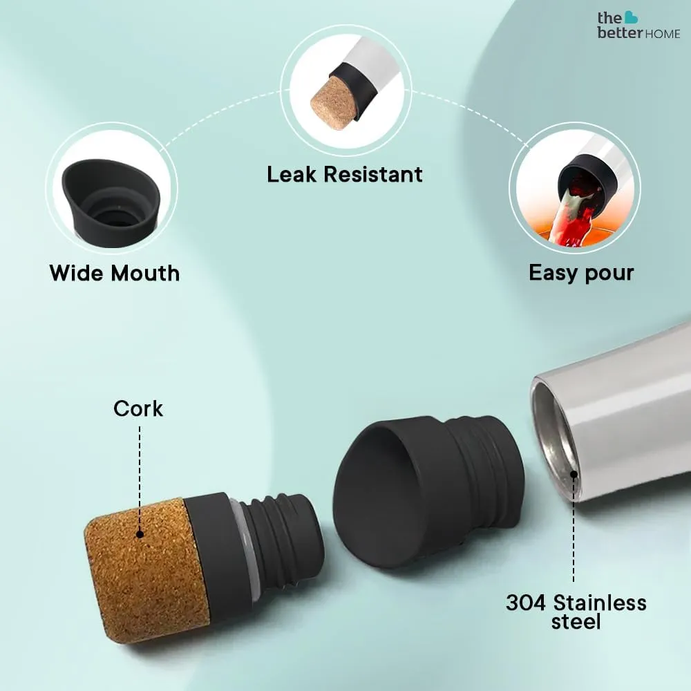 The Better Home Insulated Thermosteel Bottle with Cork Cap 750ml | 18h of Insulation | Hot and Cold Water Bottle for Kids School Office Gym | Anti Rust | Leak Proof | BPA Free | White Colour