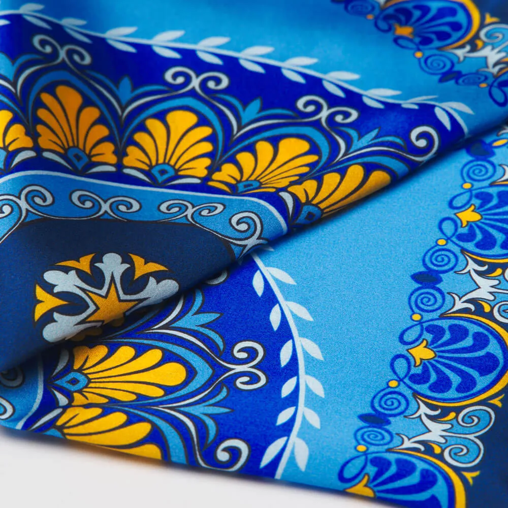 The Renaissance Light Blue and Yellow Silk Pocket Square
