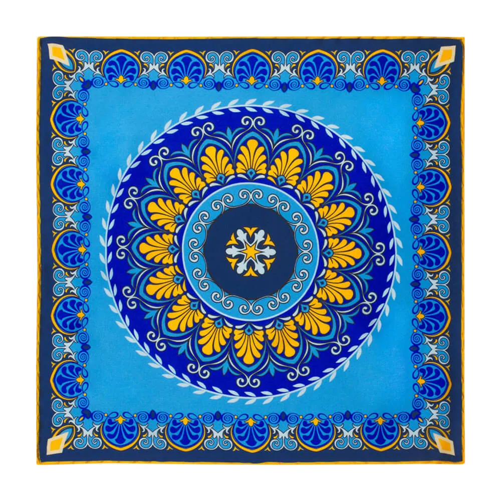 The Renaissance Light Blue and Yellow Silk Pocket Square