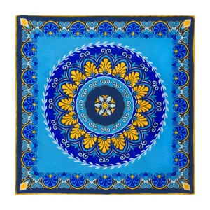 The Renaissance Light Blue and Yellow Silk Pocket Square
