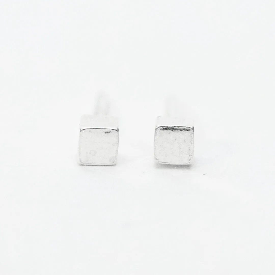 Tiny Silver Square Studs