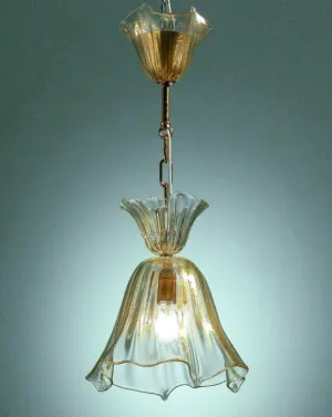 Traditional Murano Glass Pendant Light With Gold Chain