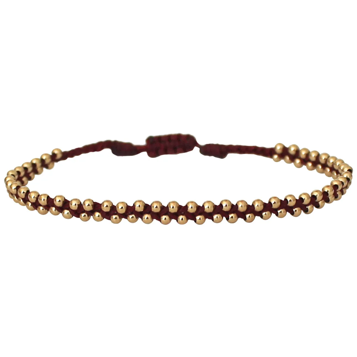 TRENZA HANDWOVEN BRACELET IN BURGUNDY & GOLD