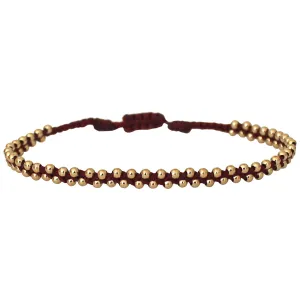 TRENZA HANDWOVEN BRACELET IN BURGUNDY & GOLD