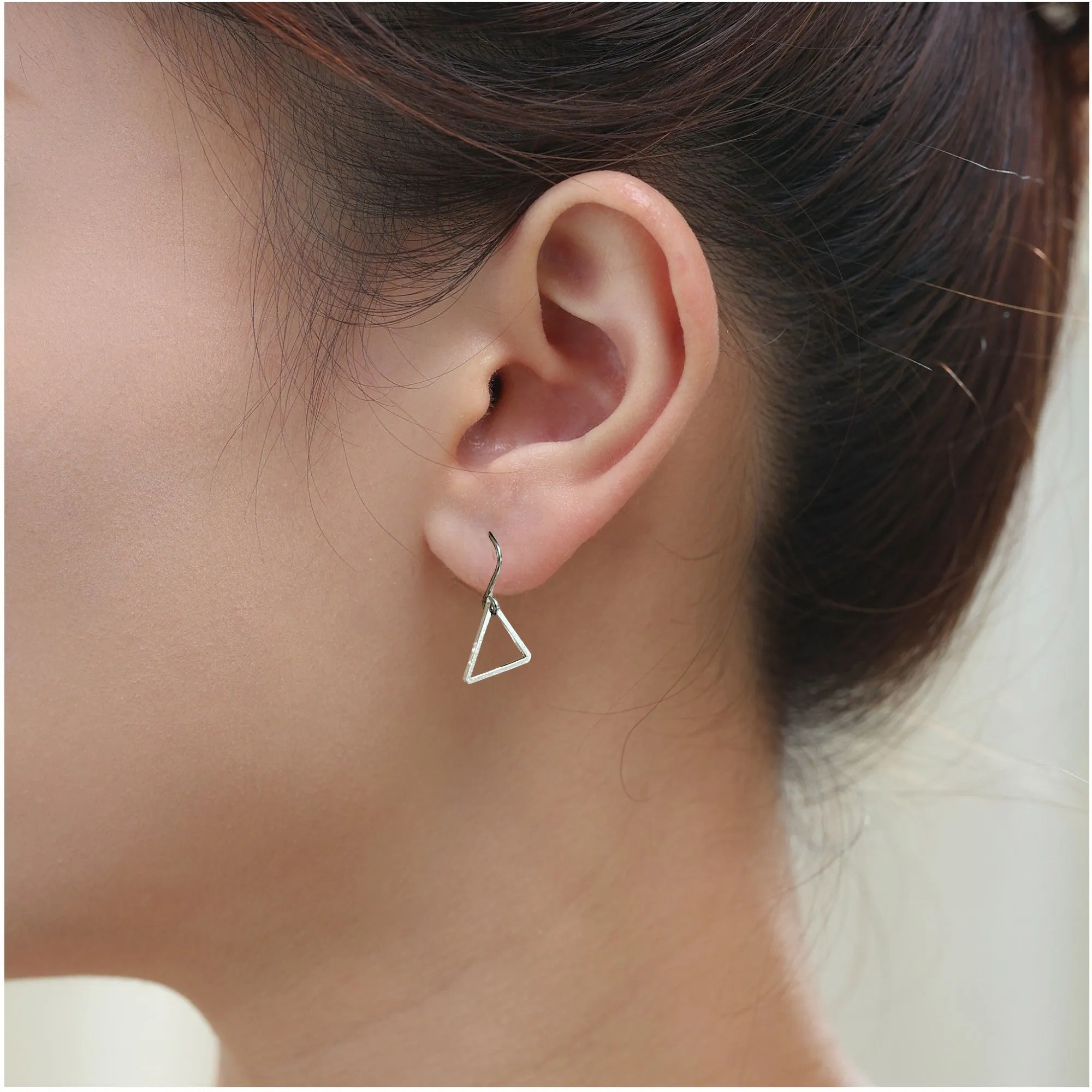 Triangle silver minimal earrings