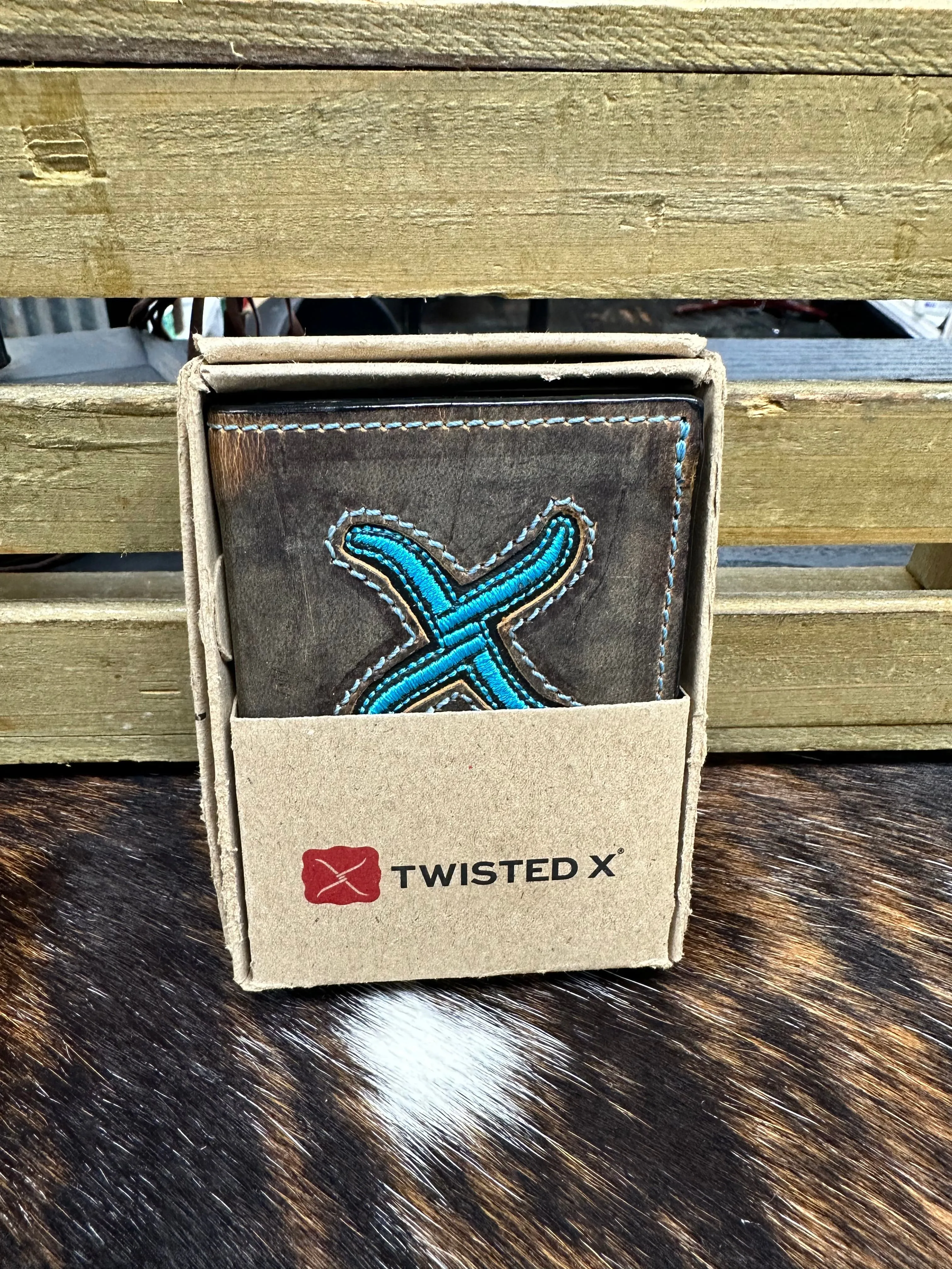 Twisted X Distressed Brown and Turquoise Rodeo Wallet