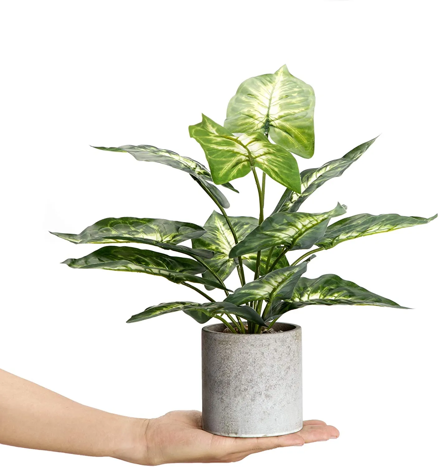 Velener Artificial Potted Green Leaf Plant in Pot 16 Inches 1 Piece