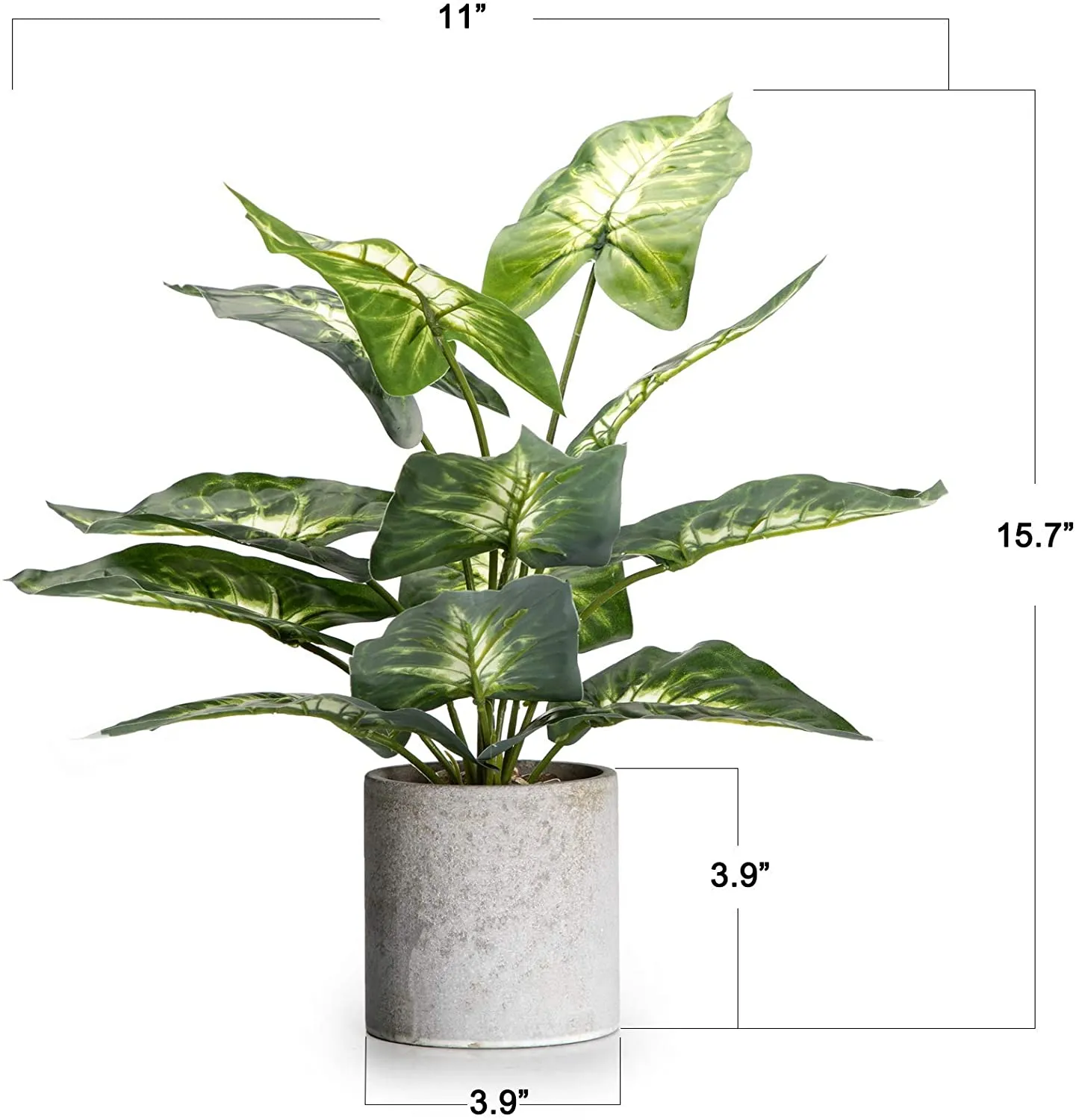 Velener Artificial Potted Green Leaf Plant in Pot 16 Inches 1 Piece