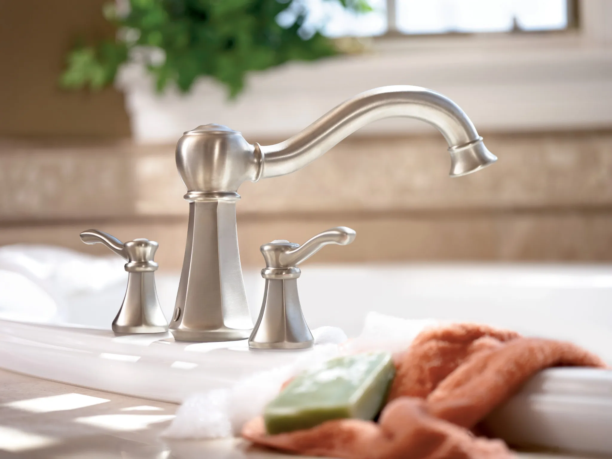 Vestige Chrome two-handle high arc roman tub faucet