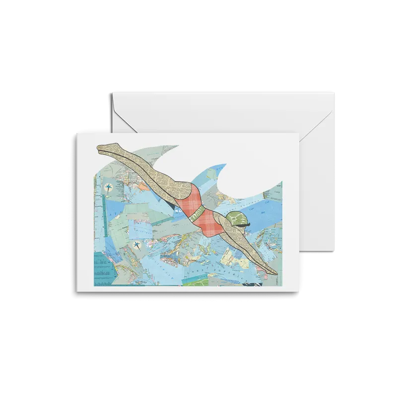 Vintage Swimmer Girl Print | Notecards