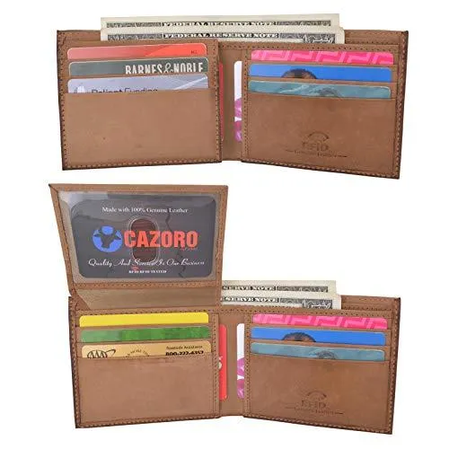 Wallet for Men Hunter Leather RFID Blocking Bifold Passcase Wallet With ID Window RFID611279