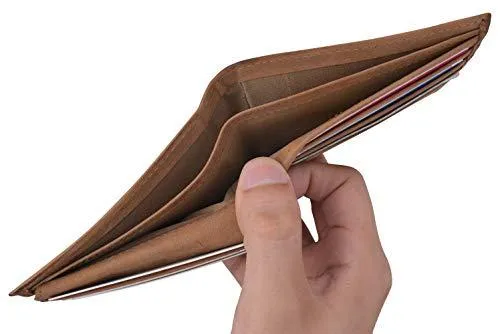 Wallet for Men Hunter Leather RFID Blocking Bifold Passcase Wallet With ID Window RFID611279