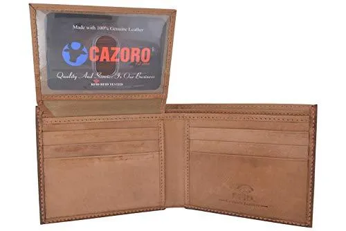 Wallet for Men Hunter Leather RFID Blocking Bifold Passcase Wallet With ID Window RFID611279
