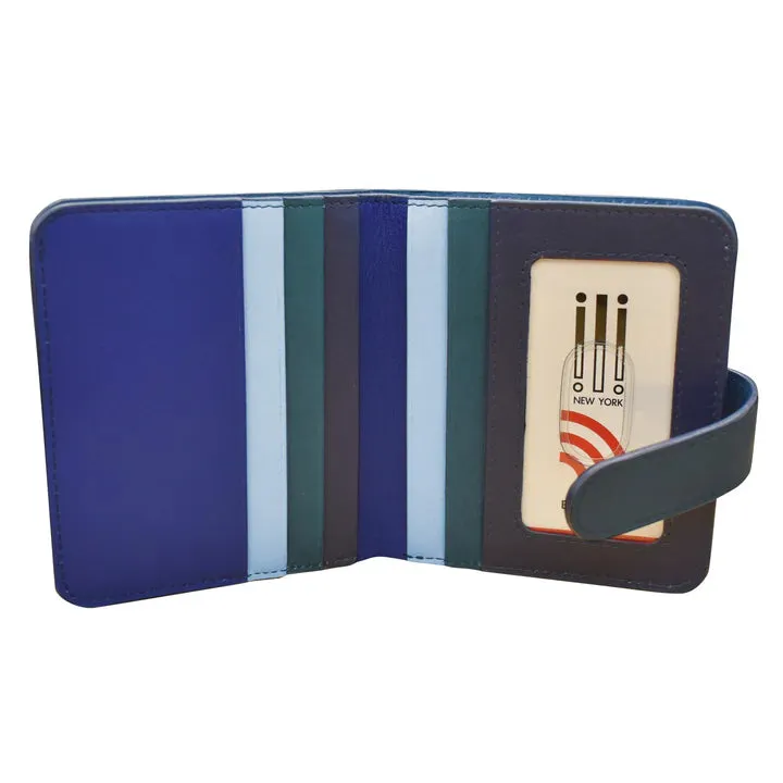 Wallet Small Bifold Denim Multi Leather RFID Blocking 7301