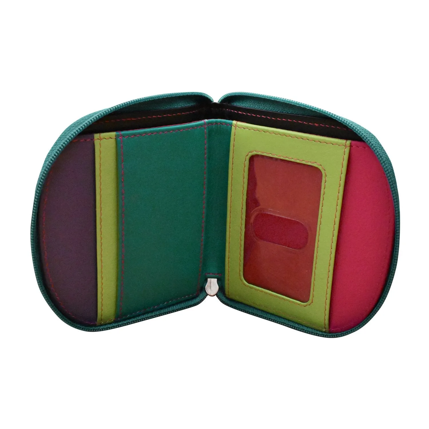 Wallet Small Dome Black Brights Leather RFID Blocking 6235