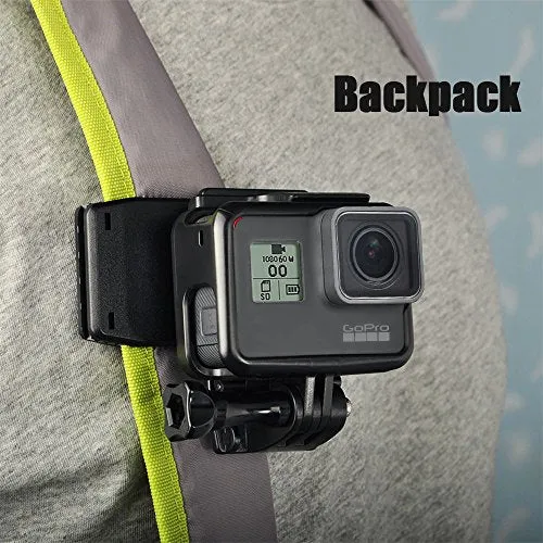Wealpe Backpack Clip Mount Strap Mount Compatible with GoPro Hero 8, 7, 6, 5, 4, Max, Session, 3 , 3, 2, 1, Fusion, Hero (2018), Xiaomi Yi Cameras