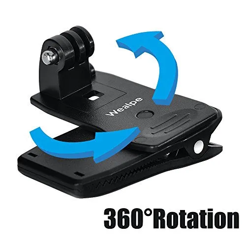 Wealpe Backpack Clip Mount Strap Mount Compatible with GoPro Hero 8, 7, 6, 5, 4, Max, Session, 3 , 3, 2, 1, Fusion, Hero (2018), Xiaomi Yi Cameras