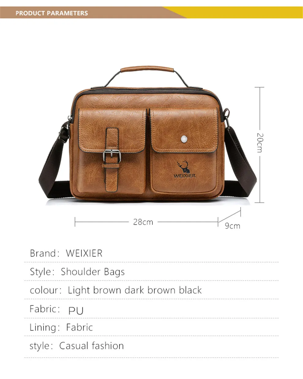 WEIXER Men's PU Leather 10-inch Briefcase Bag